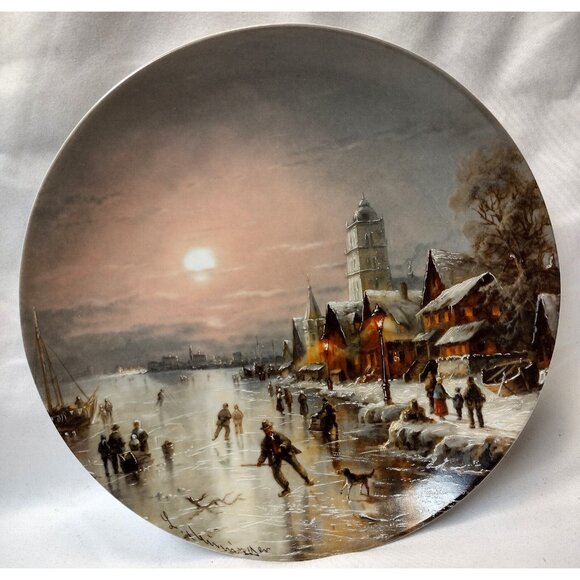 1987 Furstenburg Porcelain Muningers Romantic Winters Set of 4 Wall Plates Art - Picture 3 of 11